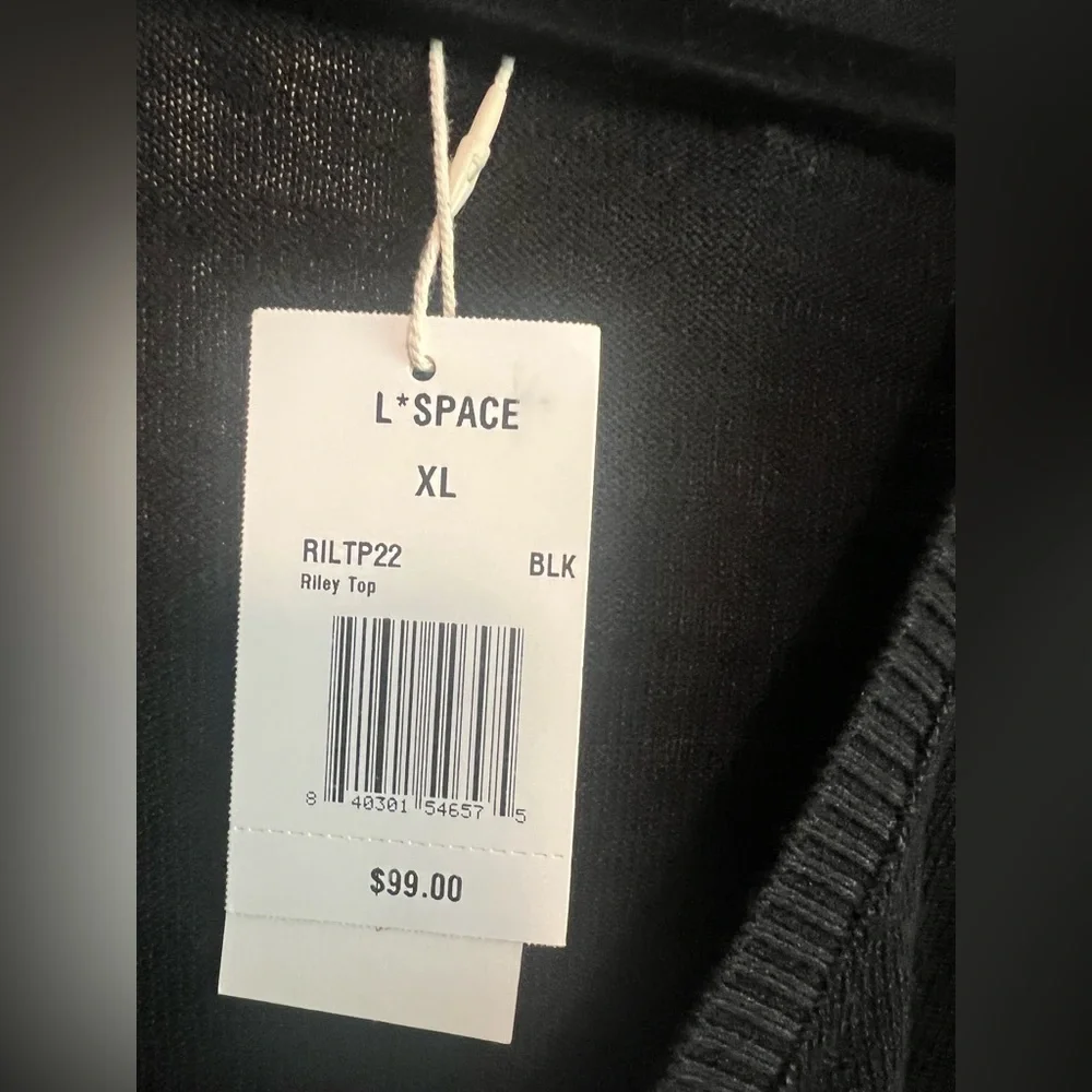 L*Space Riley Top - Black Knotted V-Neck Crop Top XL NWT - Picture 3 of 4